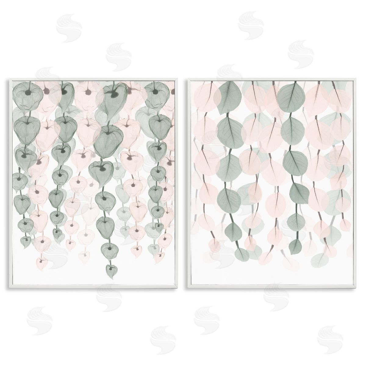 Translucent Hanging Vines Foliage White Frame Print Wall Art, Home Decor by Albert Koetsier