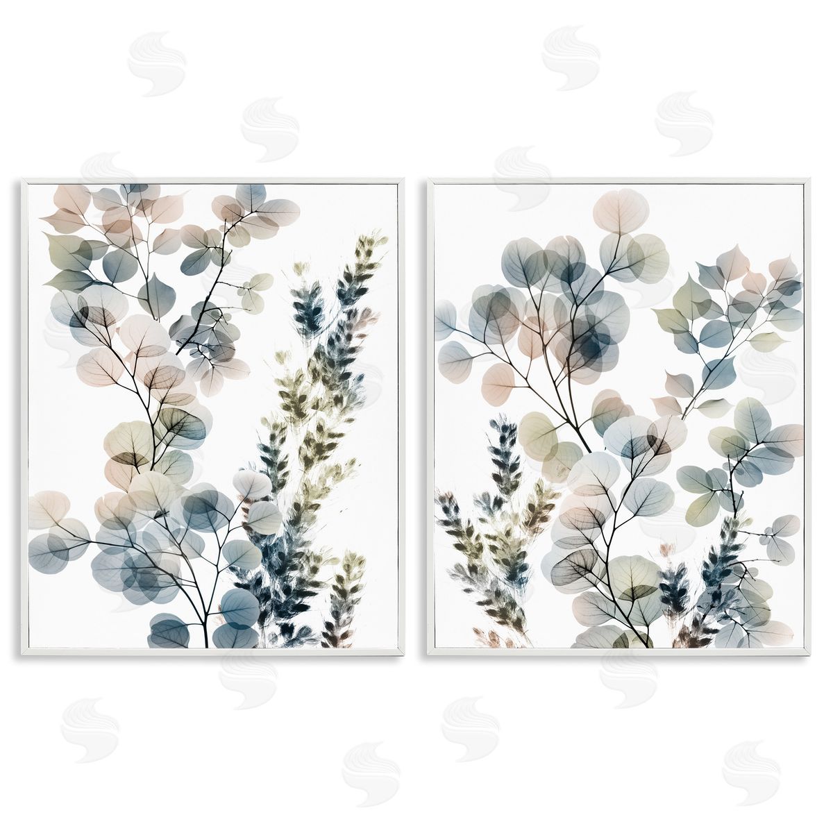 Collage of Translucent Plants White Frame Print Wall Art, Home Decor by Albert Koetsier