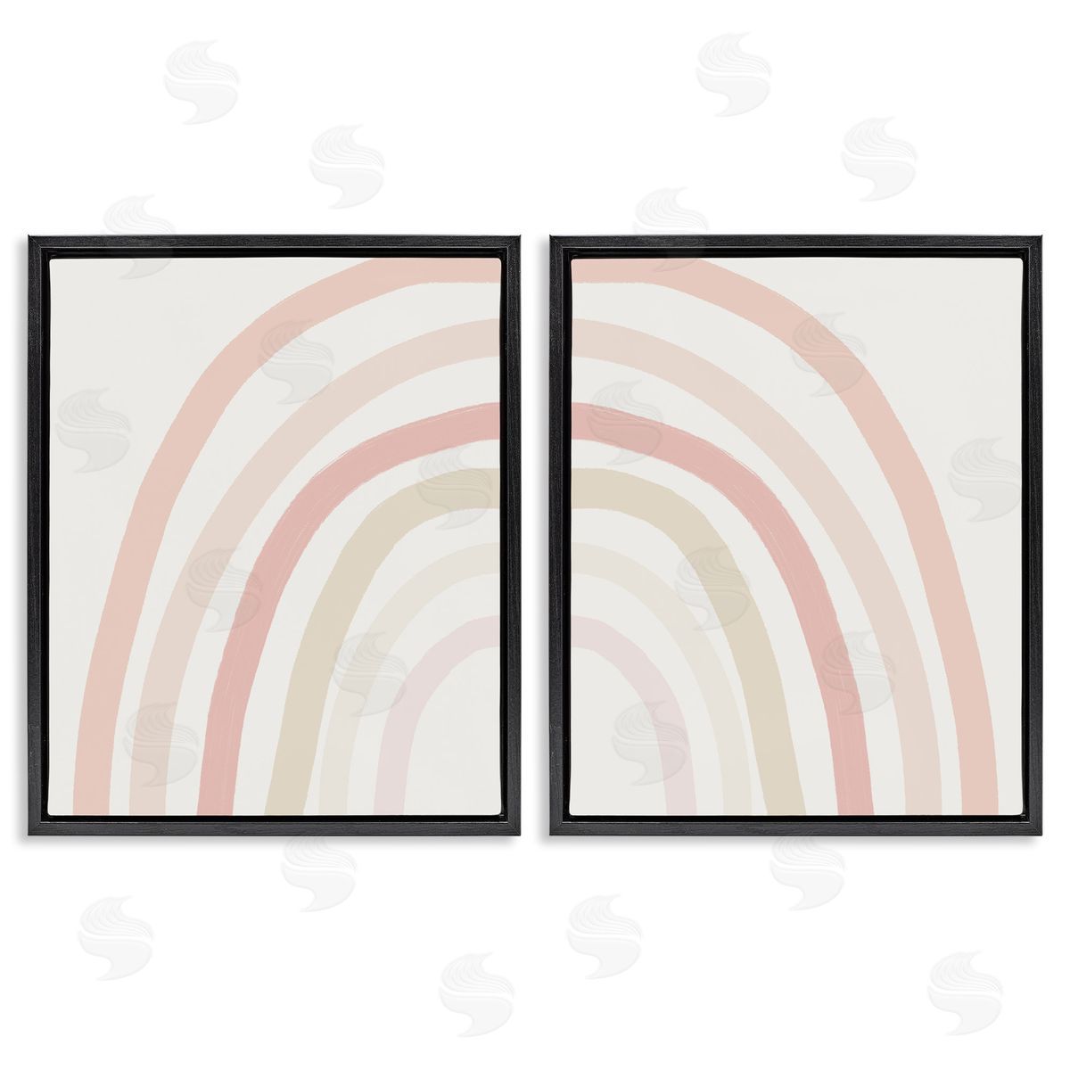 Children's Soft Pastel Rainbow Shape Black Floating Frame Canvas Wall Art, Home Decor by Leah Straatsma