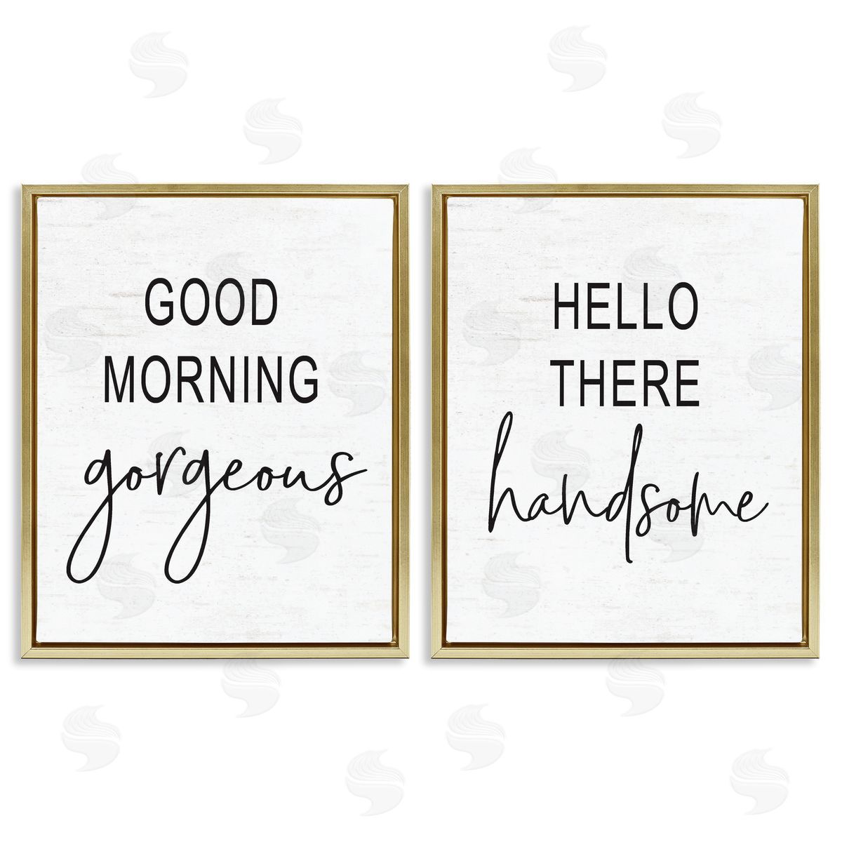 Gorgeous & Handsome Romantic Greetings Gold Floating Frame Canvas Wall Art, Home Decor by Lettered and Lined