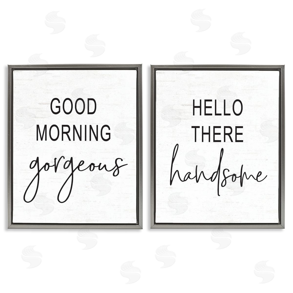 Gorgeous & Handsome Romantic Greetings Grey Floating Frame Canvas Wall Art, Home Decor by Lettered and Lined