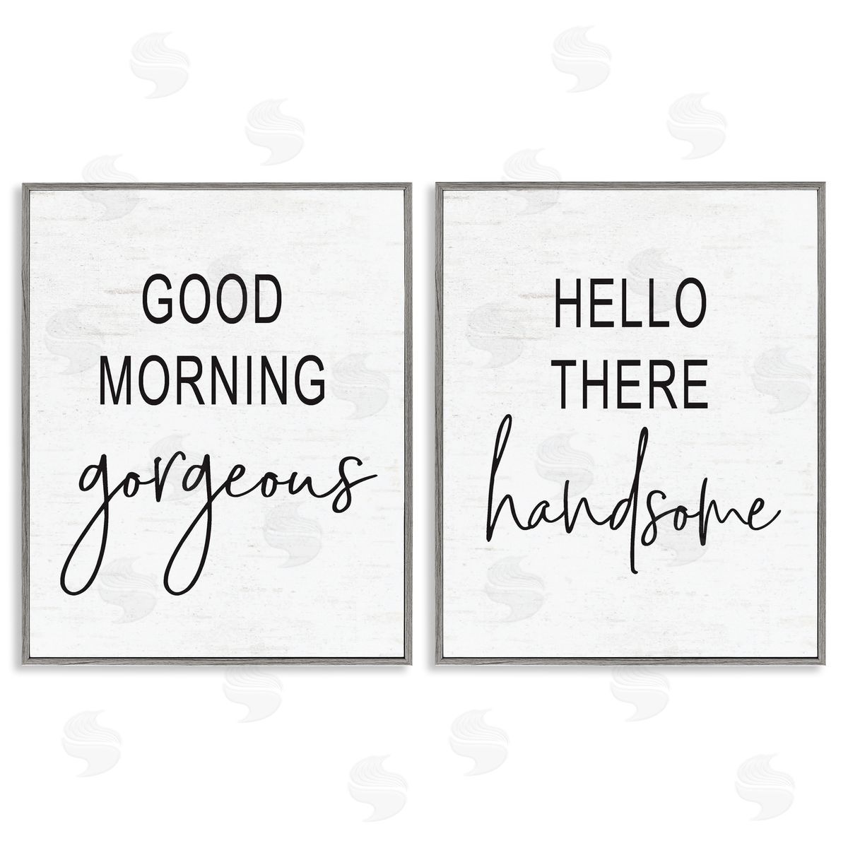 Gorgeous & Handsome Romantic Greetings Grey Frame Print Wall Art, Home Decor by Lettered and Lined
