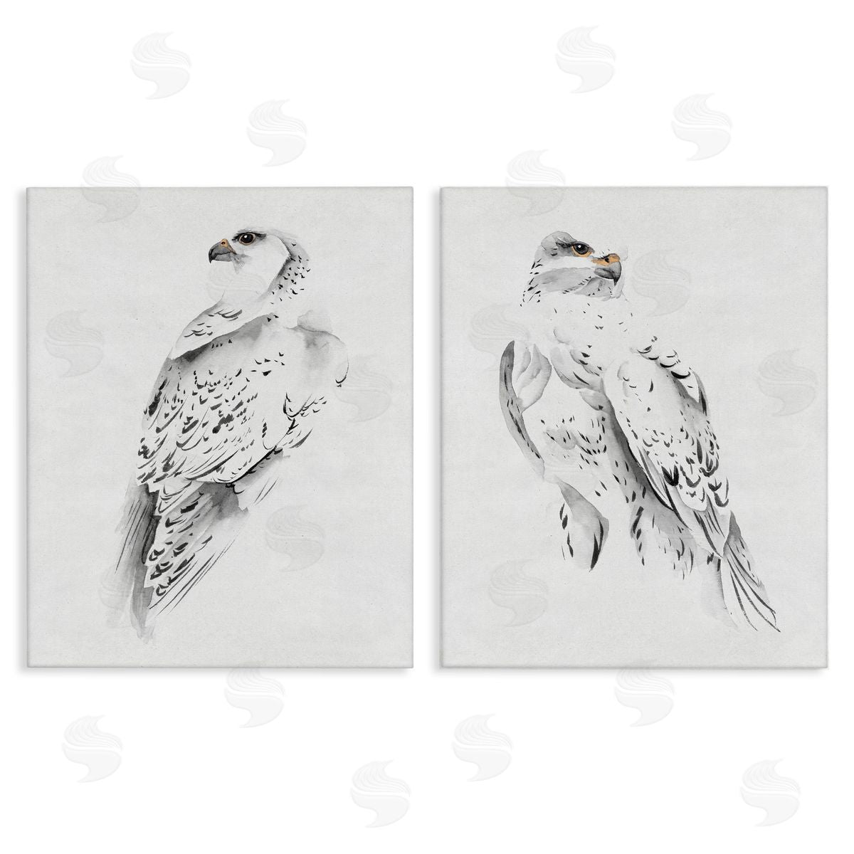 White Hawk Winter Birds Canvas Wall Art, Home Decor by Melissa Wang