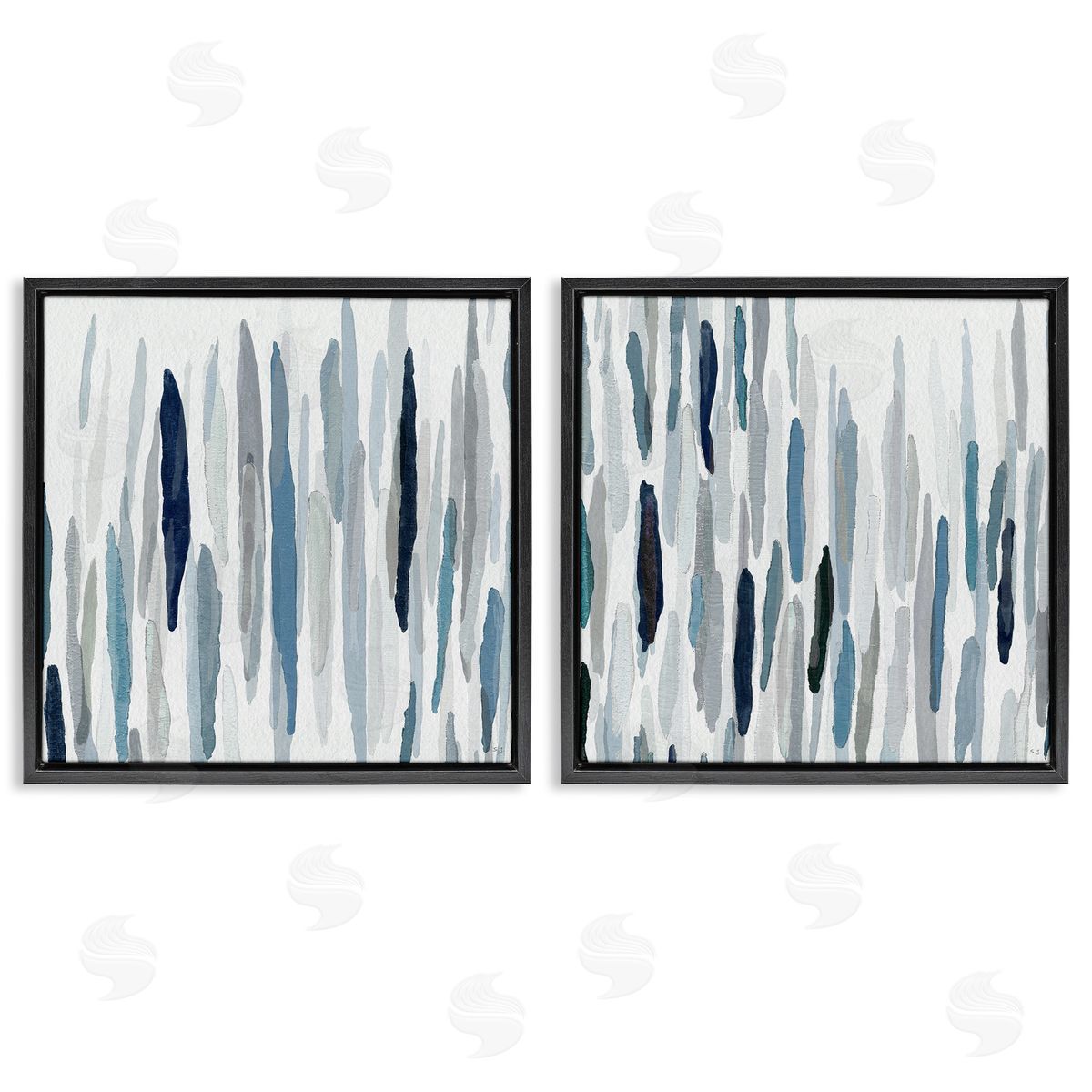 Abstract Brushed Rainfall Contemporary Black Floating Frame Canvas Wall Art, Home Decor by Susan Jill
