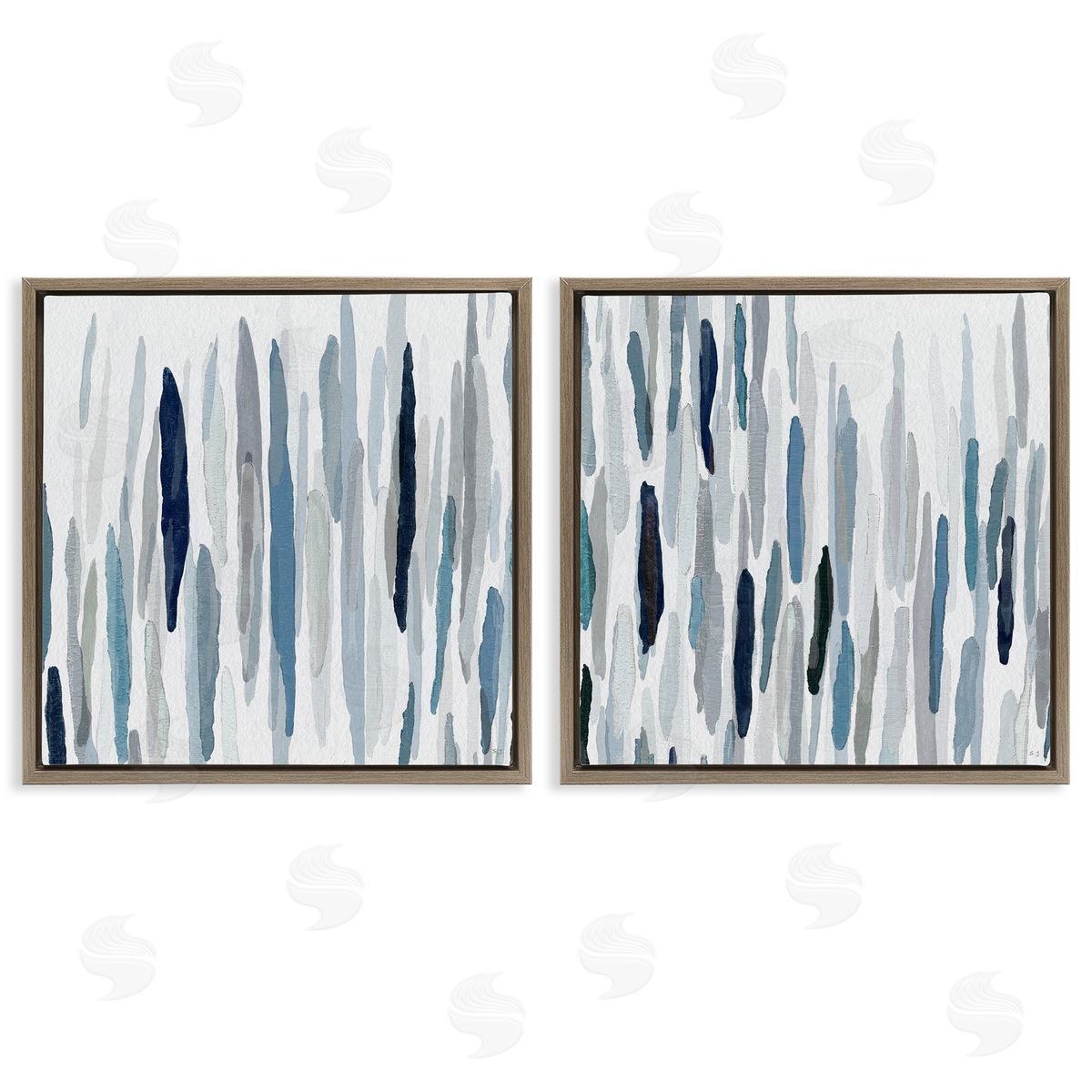 Abstract Brushed Rainfall Contemporary Brown Floating Frame Canvas Wall Art, Home Decor by Susan Jill