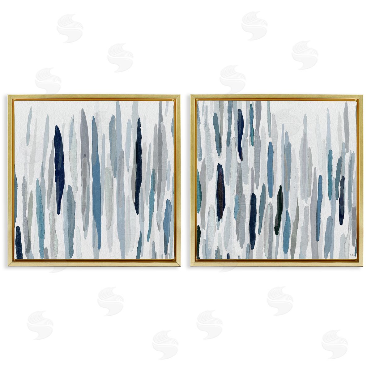 Abstract Brushed Rainfall Contemporary Gold Floating Frame Canvas Wall Art, Home Decor by Susan Jill