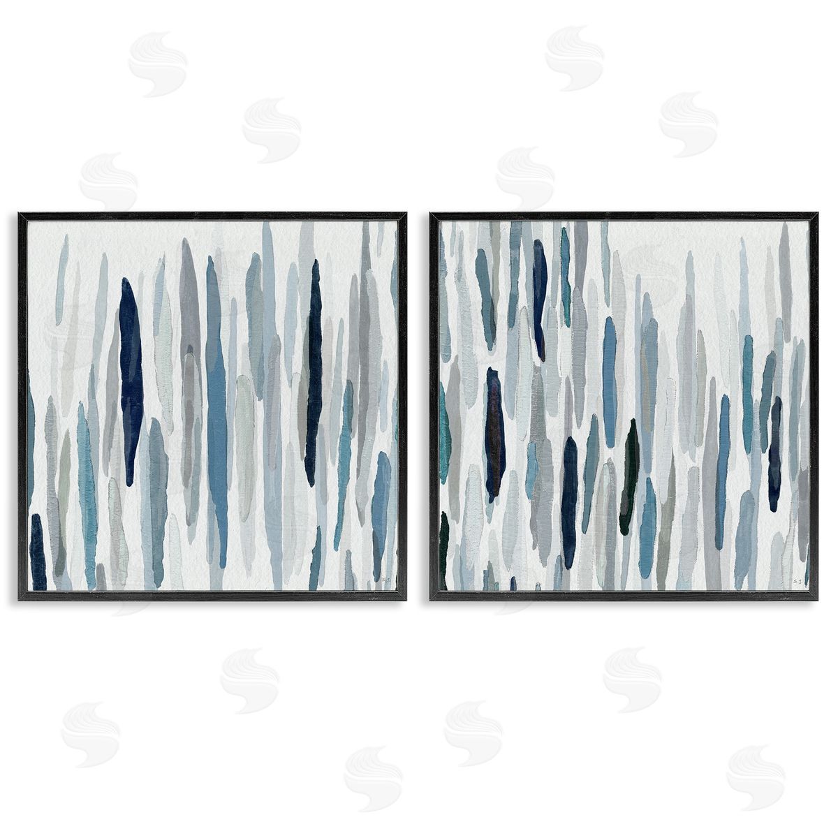 Abstract Brushed Rainfall Contemporary Black Frame Print Wall Art, Home Decor by Susan Jill