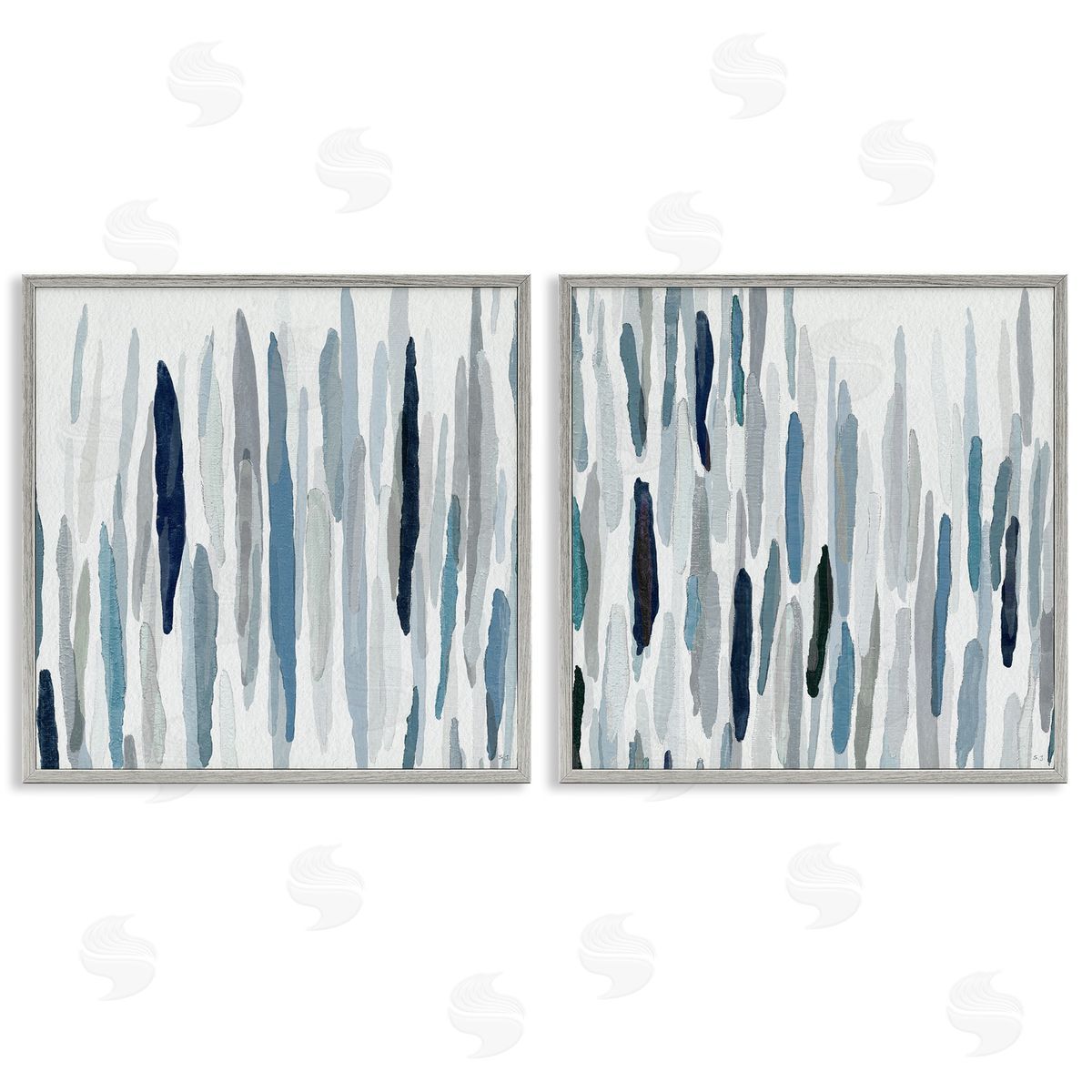 Abstract Brushed Rainfall Contemporary Grey Frame Print Wall Art, Home Decor by Susan Jill
