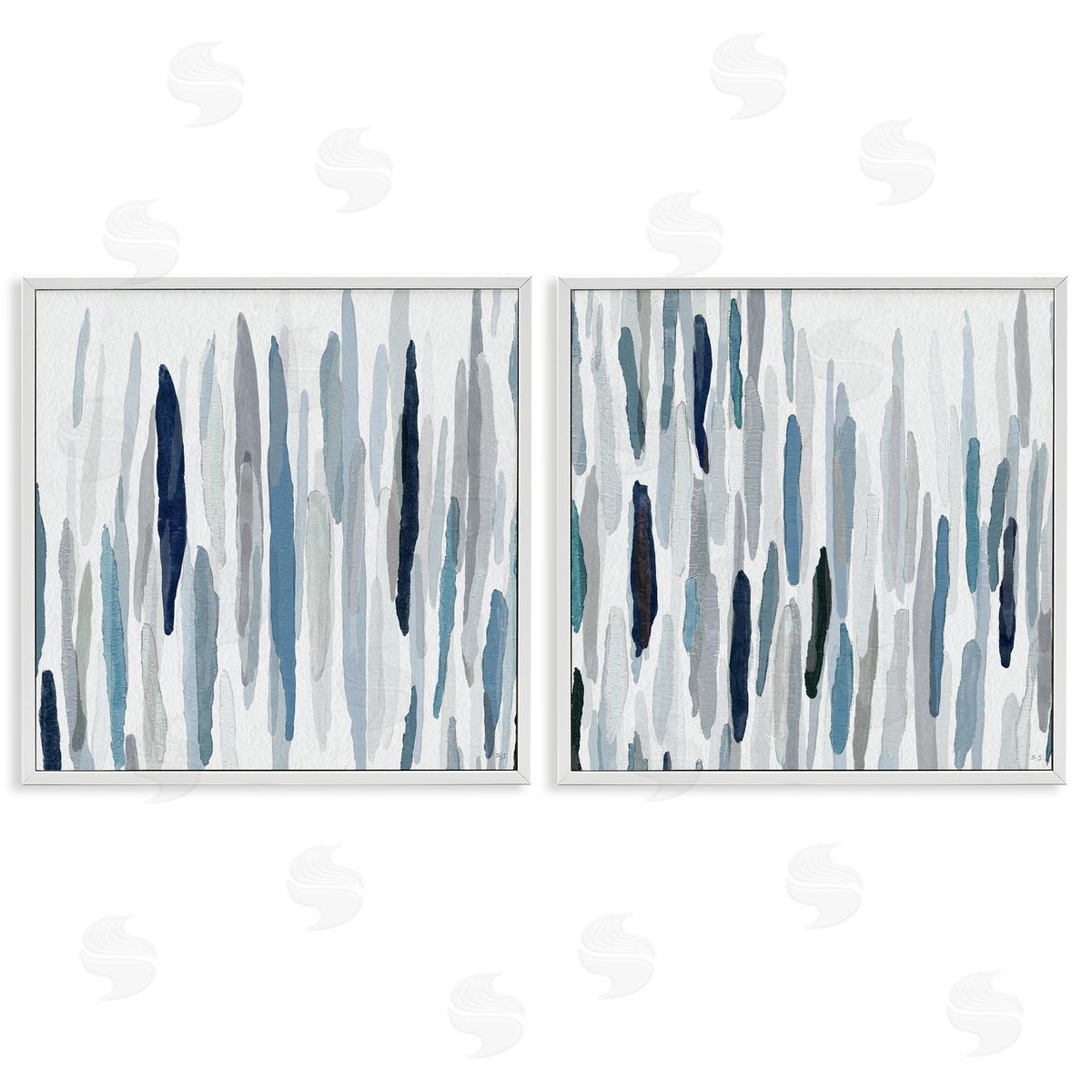 Abstract Brushed Rainfall Contemporary White Frame Print Wall Art, Home Decor by Susan Jill
