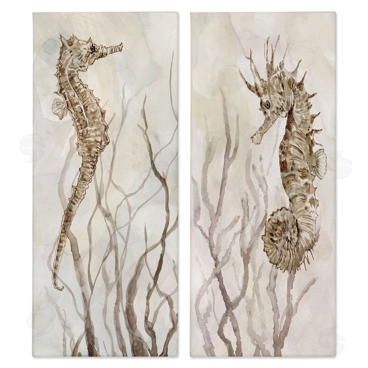 Enchanted Sea Horse & Ocean Algae Canvas Wall Art, Home Decor by Carol Robinson