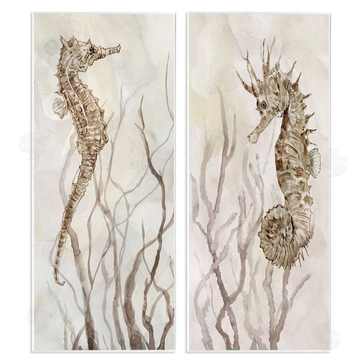 Enchanted Sea Horse & Ocean Algae Wood Plaque Wall Art, Home Decor by Carol Robinson