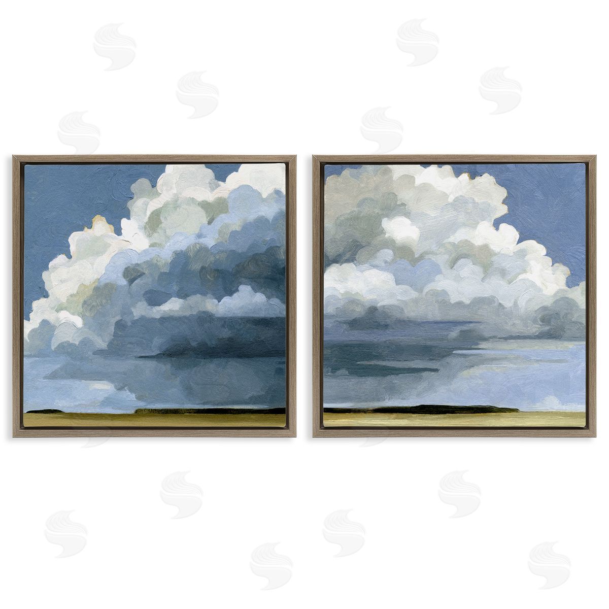 Sublime Outdoor Weather Landscape Brown Floating Frame Canvas Wall Art, Home Decor by Emma Caroline