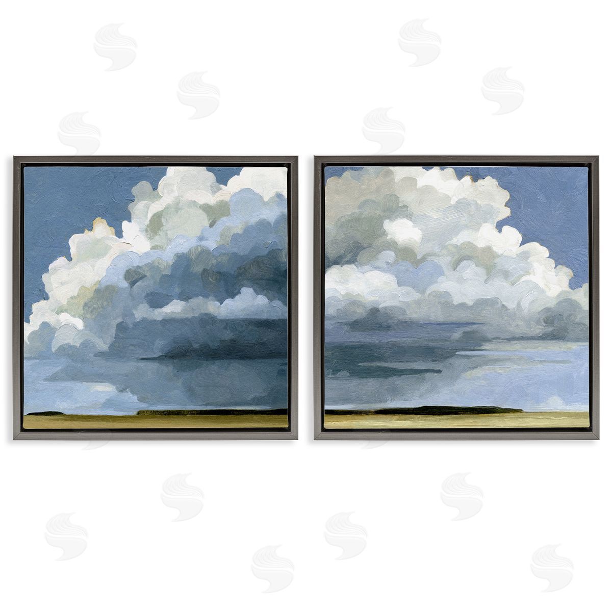 Sublime Outdoor Weather Landscape Grey Floating Frame Canvas Wall Art, Home Decor by Emma Caroline
