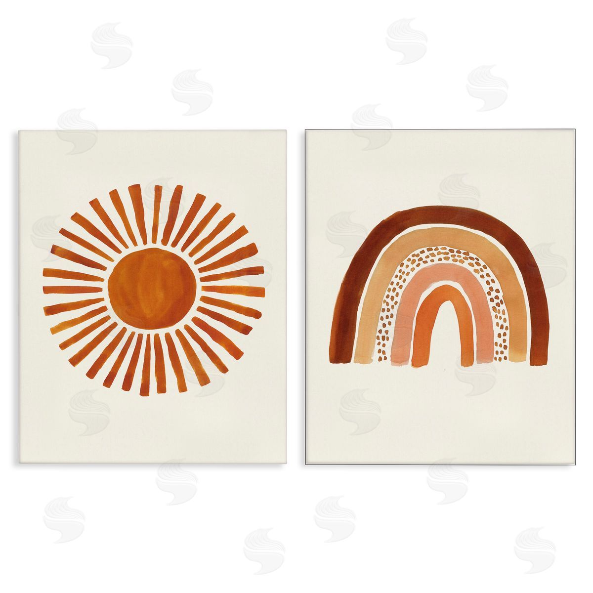 Orange Sun Patterned Rainbow Boho Canvas Wall Art, Home Decor by Heather McLaughlin