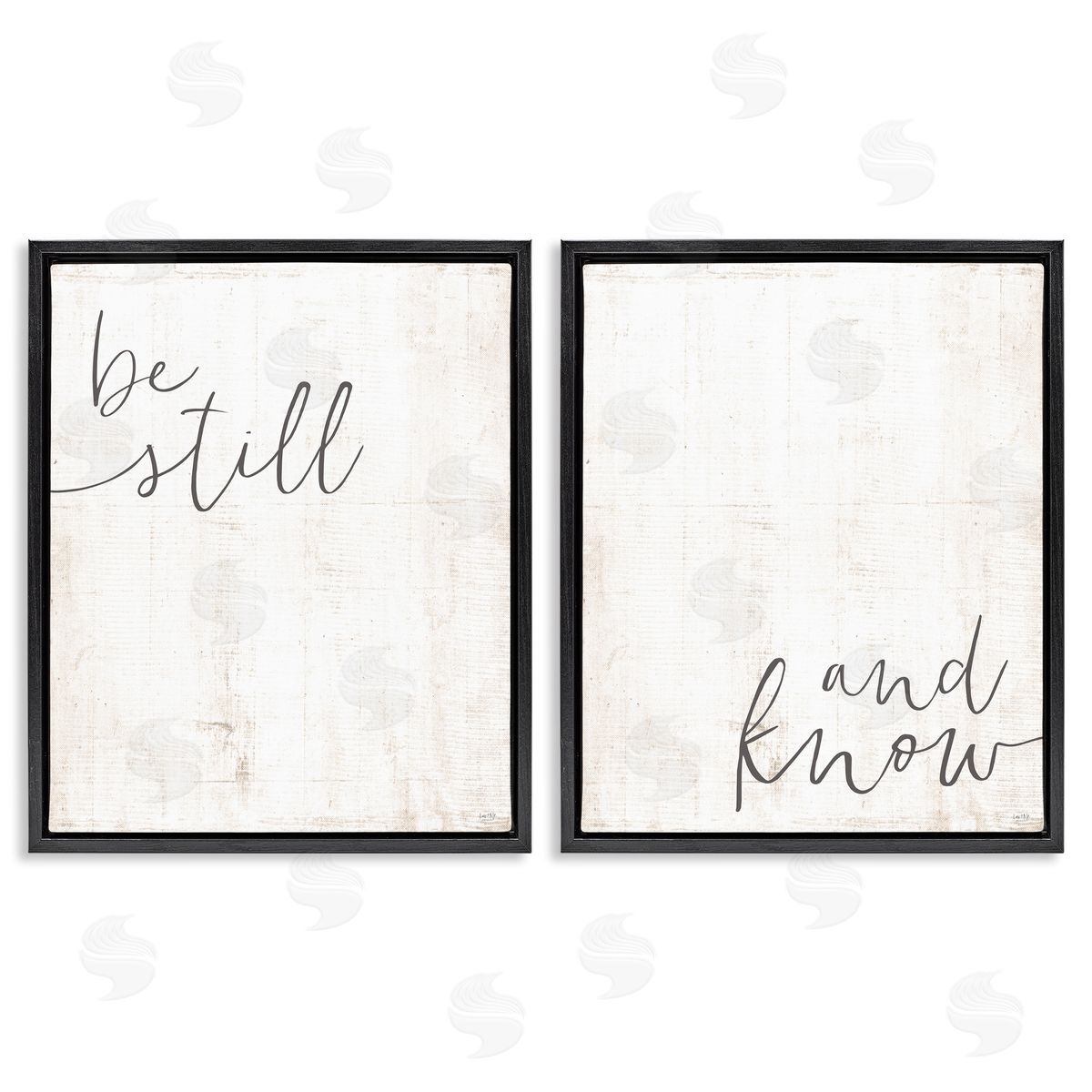 Be Still & Know Spiritual Calligraphy Black Floating Frame Canvas Wall Art, Home Decor by LUX + Me Designs