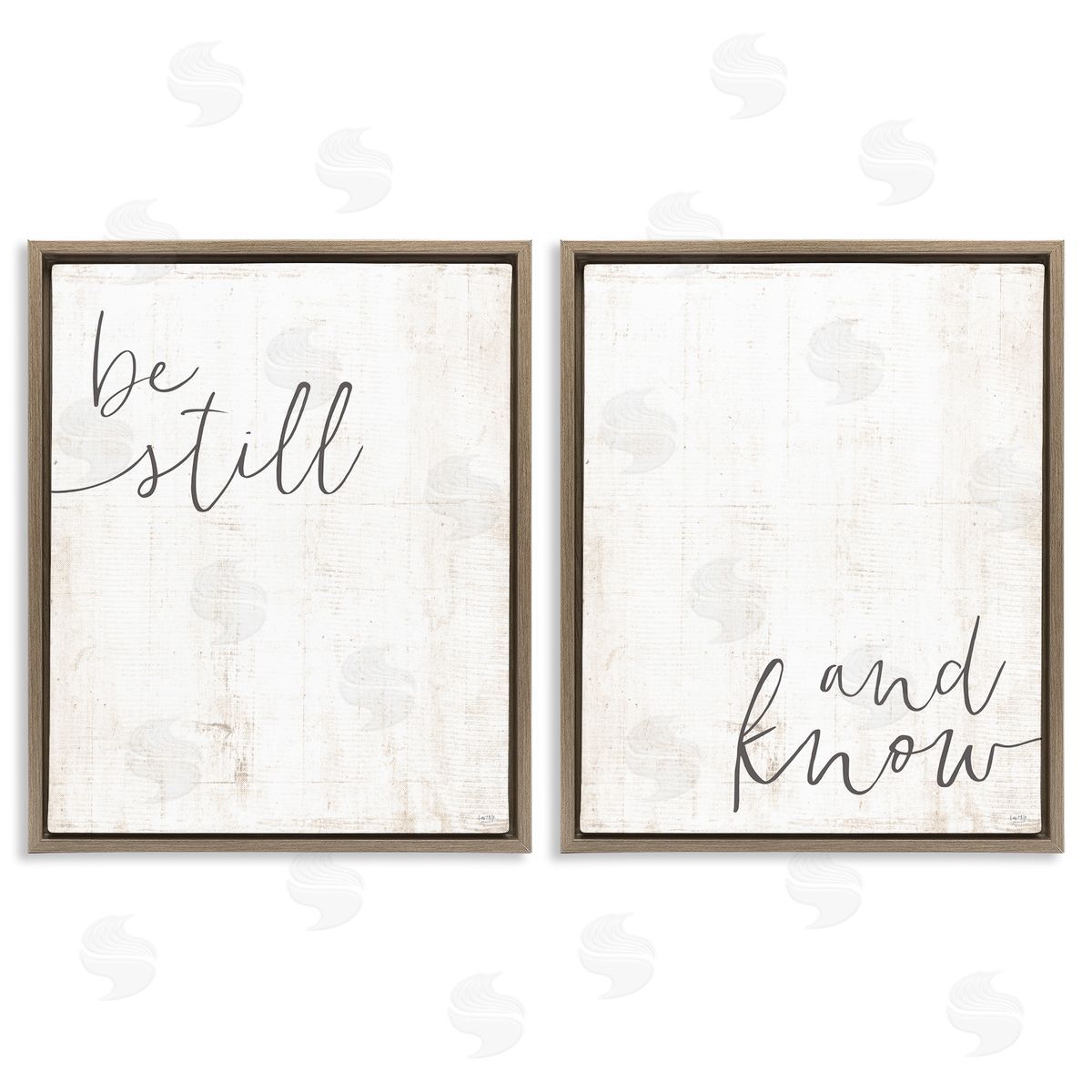 Be Still & Know Spiritual Calligraphy Brown Floating Frame Canvas Wall Art, Home Decor by LUX + Me Designs