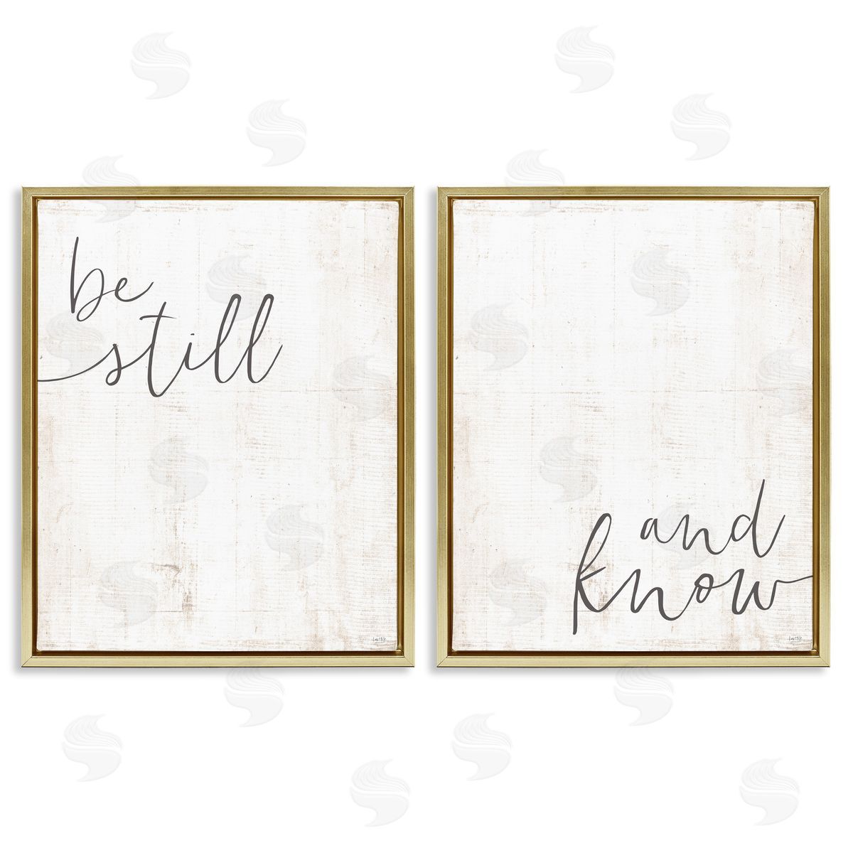 Be Still & Know Spiritual Calligraphy Gold Floating Frame Canvas Wall Art, Home Decor by LUX + Me Designs