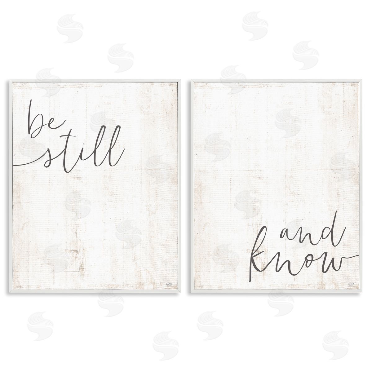 Be Still & Know Spiritual Calligraphy White Frame Print Wall Art, Home Decor by LUX + Me Designs