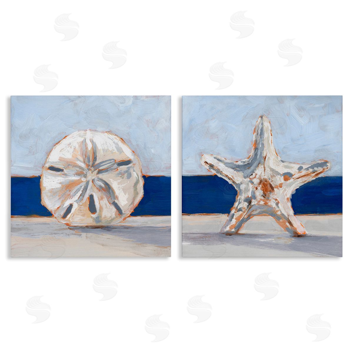 Sea Life Starfish Seashell Painting Canvas Wall Art, Home Decor by Ethan Harper