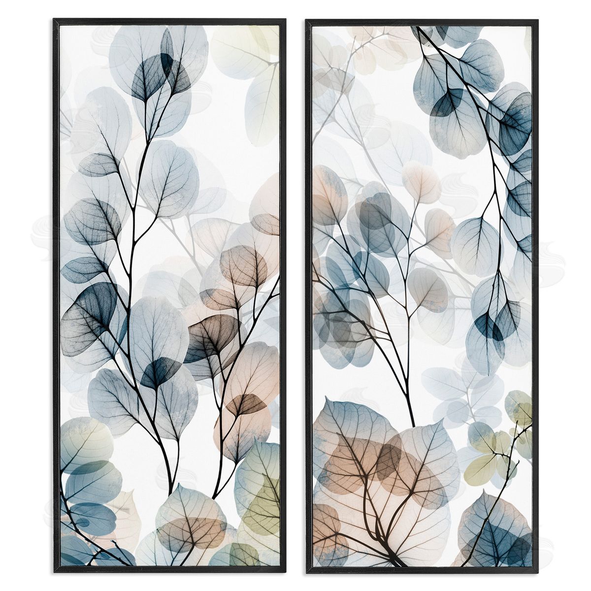 Elegant Abstract Botanical Plant Leaves Black Frame Print Wall Art, Home Decor by Albert Koetsier