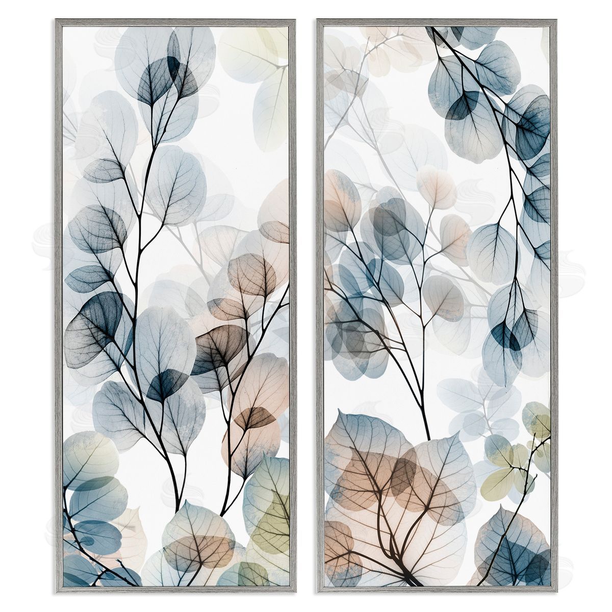 Elegant Abstract Botanical Plant Leaves Grey Frame Print Wall Art, Home Decor by Albert Koetsier