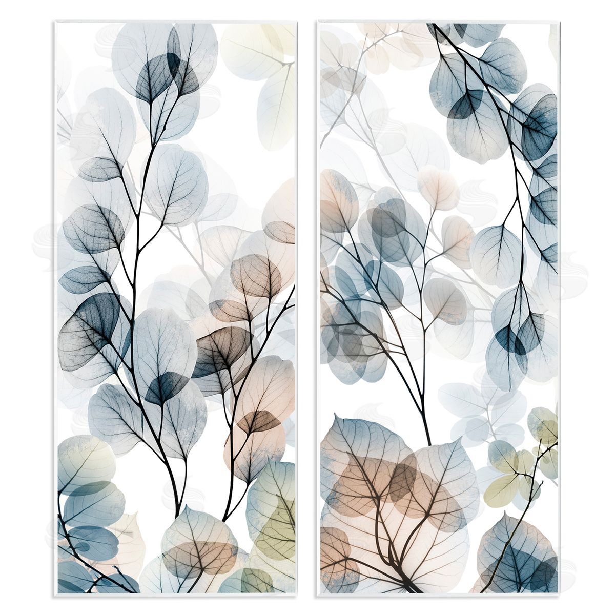 Elegant Abstract Botanical Plant Leaves Wood Plaque Wall Art, Home Decor by Albert Koetsier
