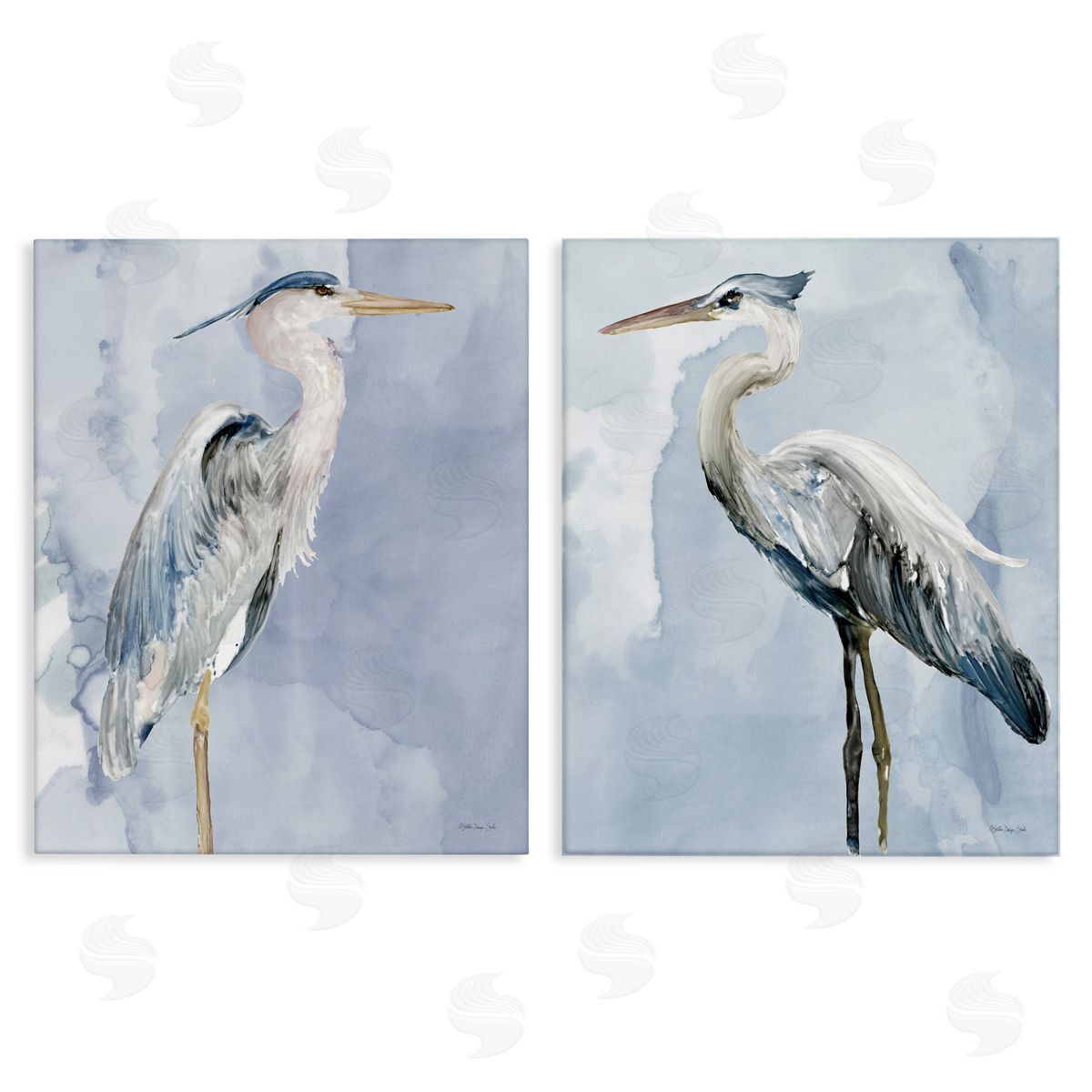 Heron Birds Standing Blue Sky Canvas Wall Art, Home Decor by Stellar Design Studio