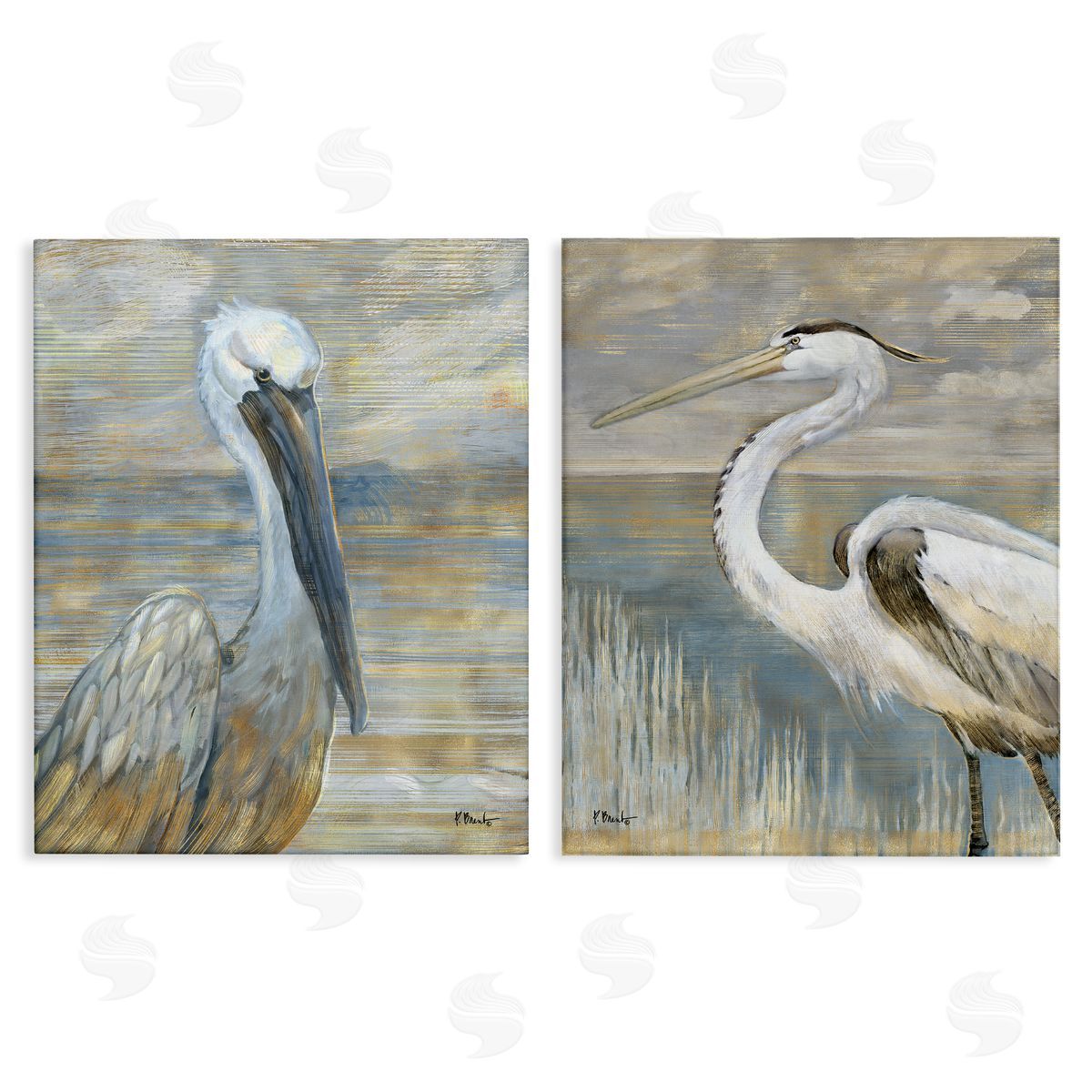 Sea Birds Abstract Beach Canvas Wall Art, Home Decor by Paul Brent