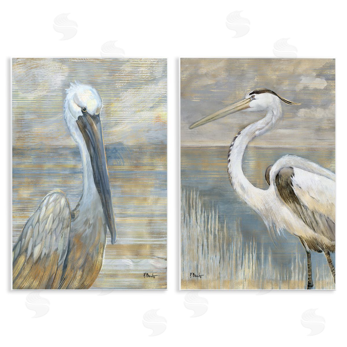 Sea Birds Abstract Beach Wood Plaque Wall Art, Home Decor by Paul Brent