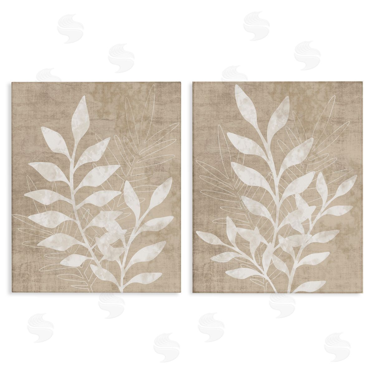 Boho Botanical Leaf Silhouette Canvas Wall Art, Home Decor by Natalie Carpentieri