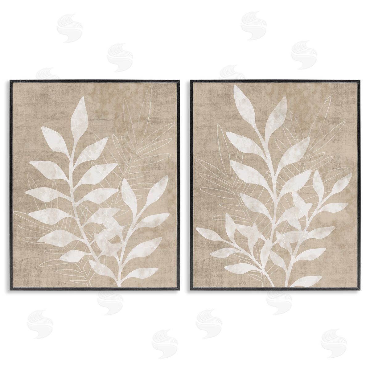 Boho Botanical Leaf Silhouette Black Frame Print Wall Art, Home Decor by Natalie Carpentieri