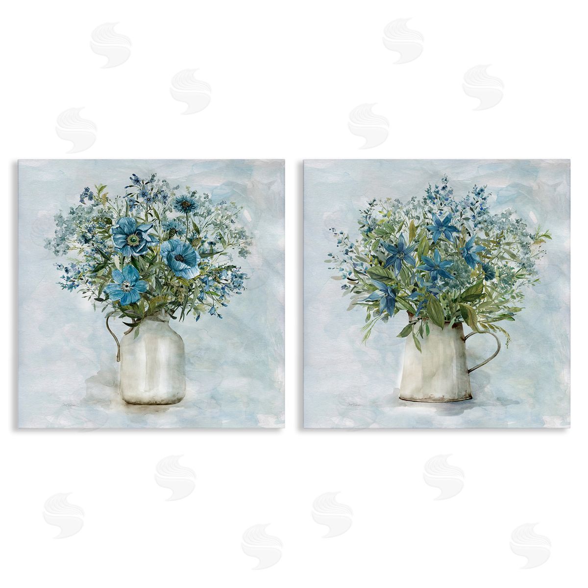 Country Mixed Floral Bouquets Canvas Wall Art, Home Decor by Carol Robinson