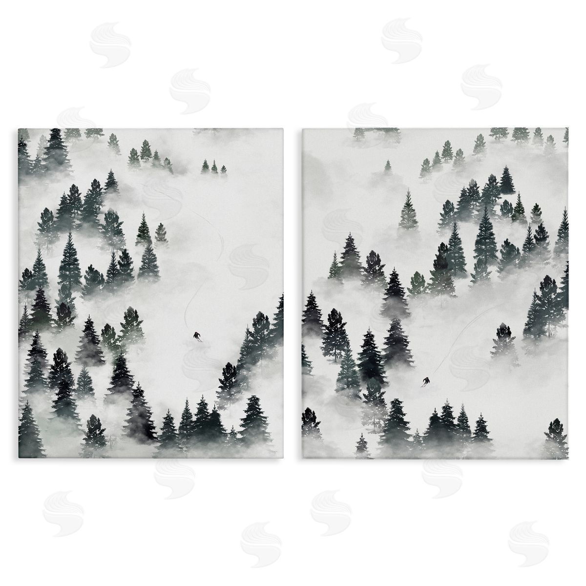 Winter Ski Slopes Mountain Canvas Wall Art, Home Decor by Ziwei Li