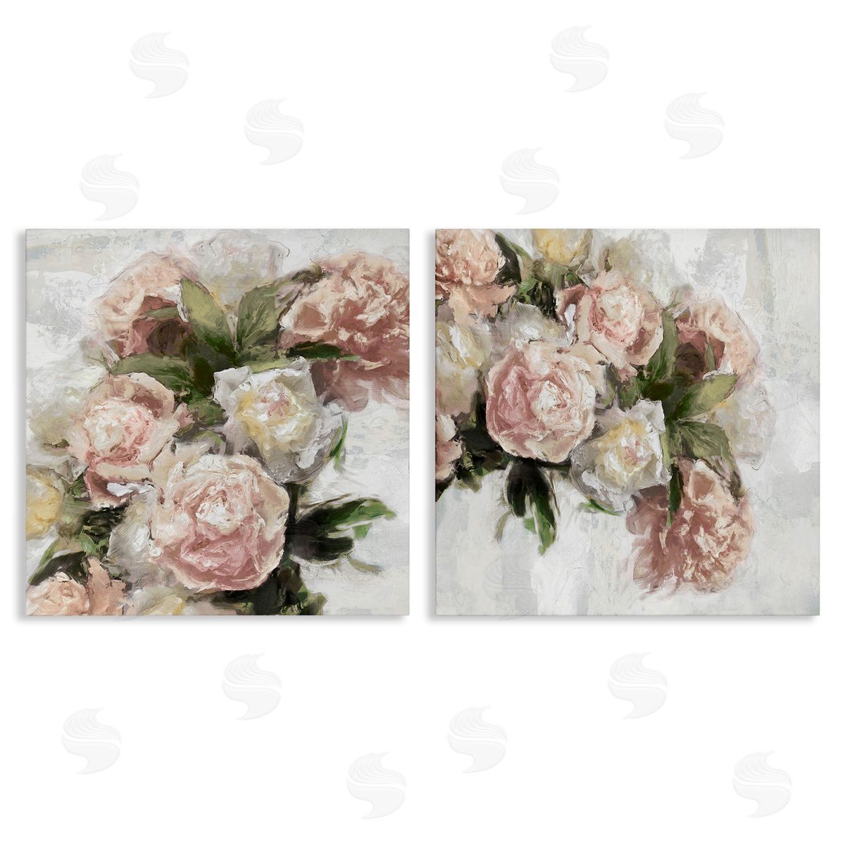 Traditional Peony Blossoms Arrangement Canvas Wall Art, Home Decor by Emily Ford