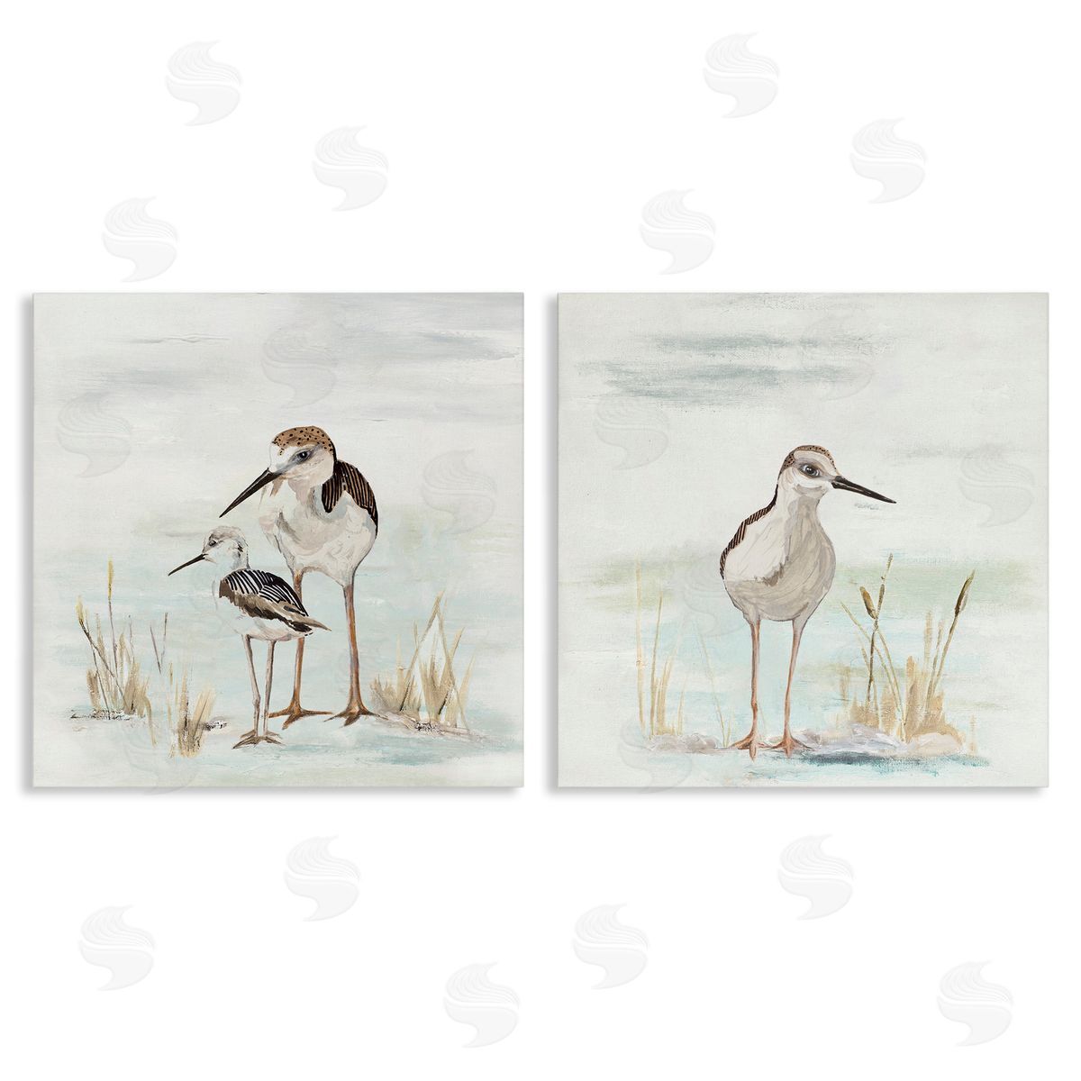 Sandpipers Among Beach Grasses Canvas Wall Art, Home Decor by Patricia Pinto