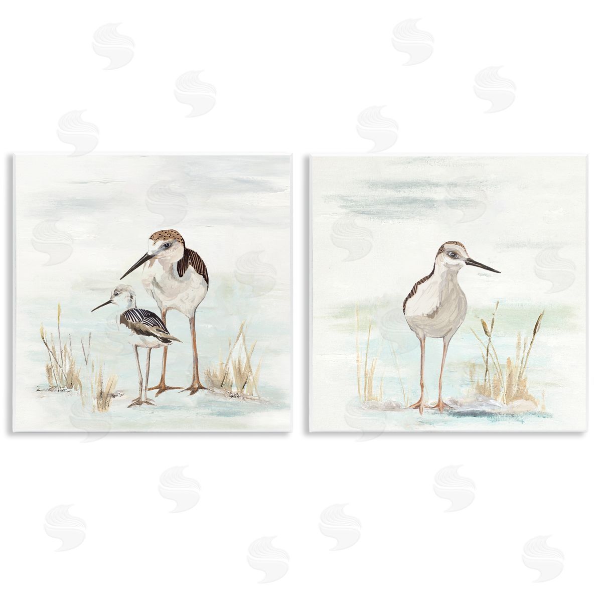 Sandpipers Among Beach Grasses Wood Plaque Wall Art, Home Decor by Patricia Pinto