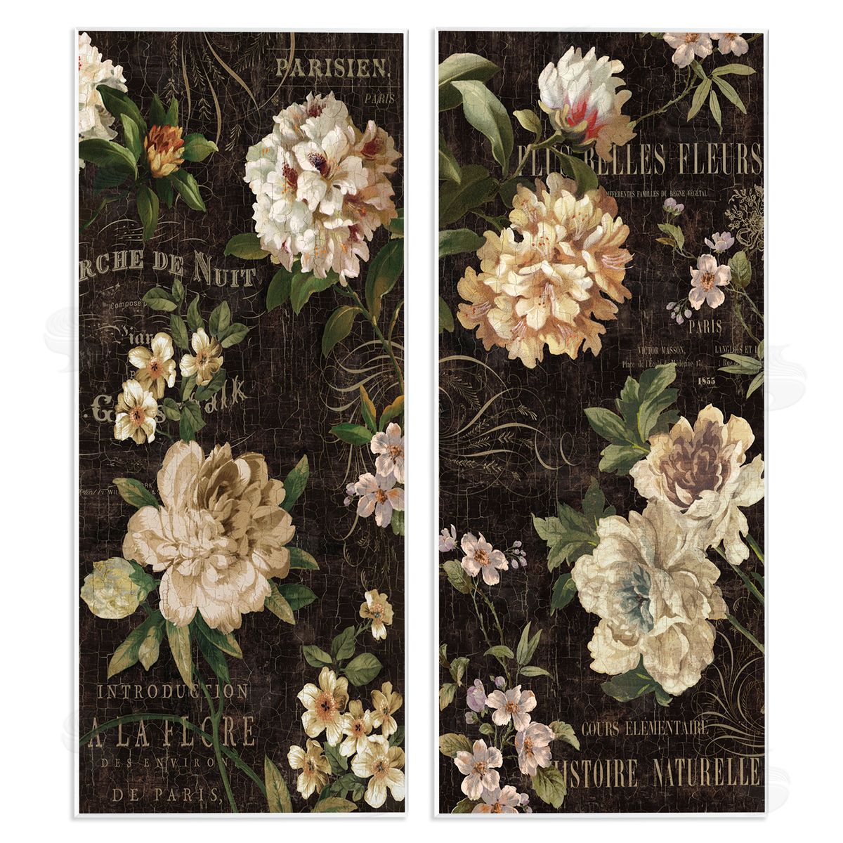 Vintage French Typography Flowers Wood Plaque Wall Art, Home Decor by Deborah Devellier