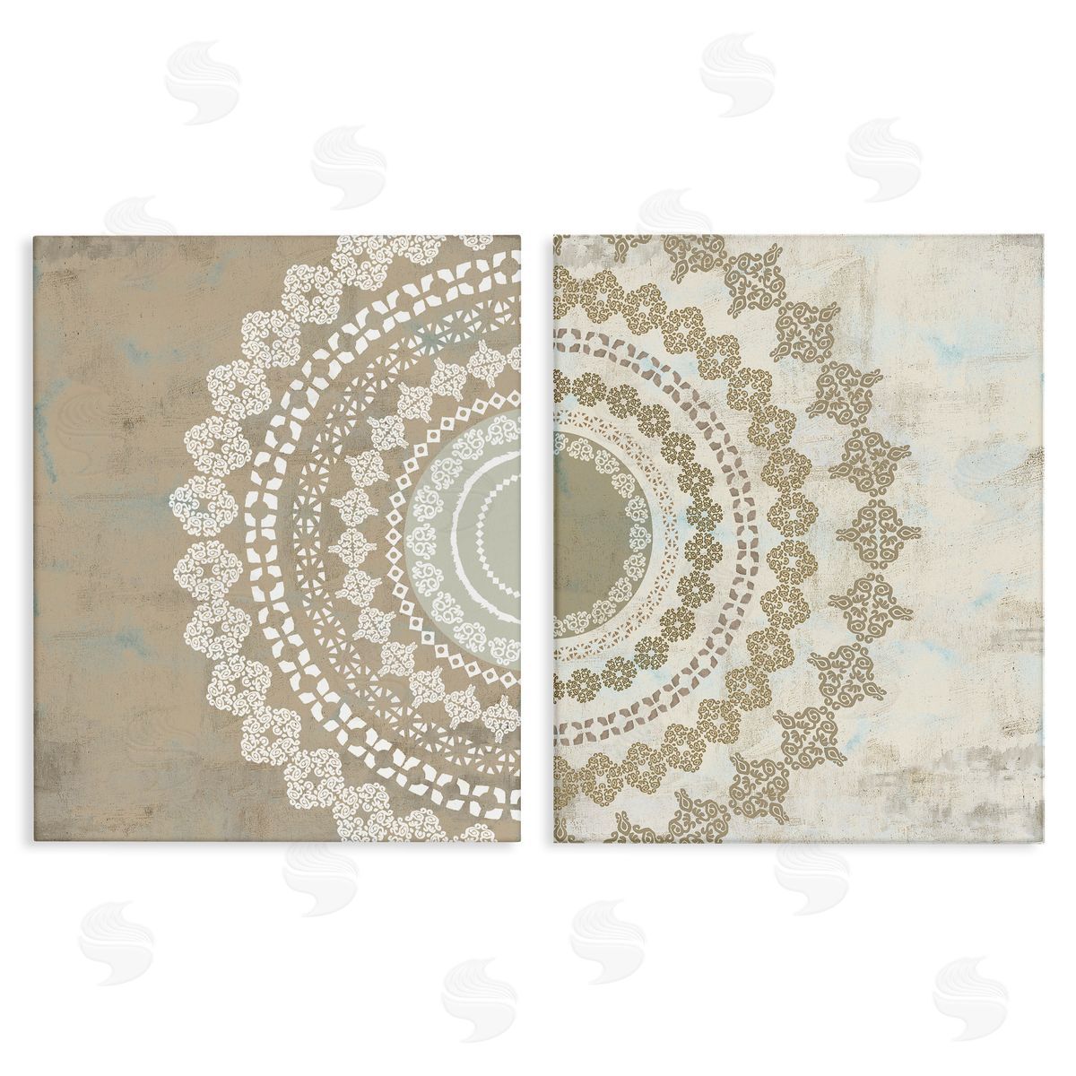 Rustic Mandala Boho Pattern Canvas Wall Art, Home Decor by Flora Kouta