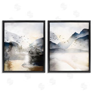 JJ Design House LLC | Sunlit Birds Over Lake Landscape