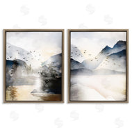 JJ Design House LLC | Sunlit Birds Over Lake Landscape