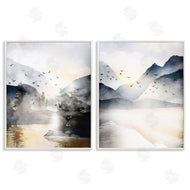 JJ Design House LLC | Sunlit Birds Over Lake Landscape