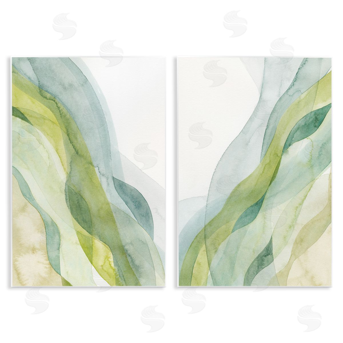 Abstract Green Waves Wood Plaque Wall Art, Home Decor by Grace Popp