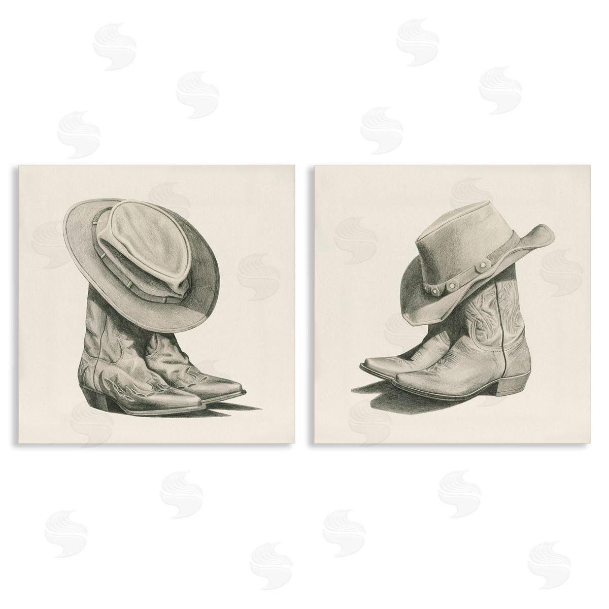 Rustic Cowboy Boots Canvas Wall Art, Home Decor by Grace Popp
