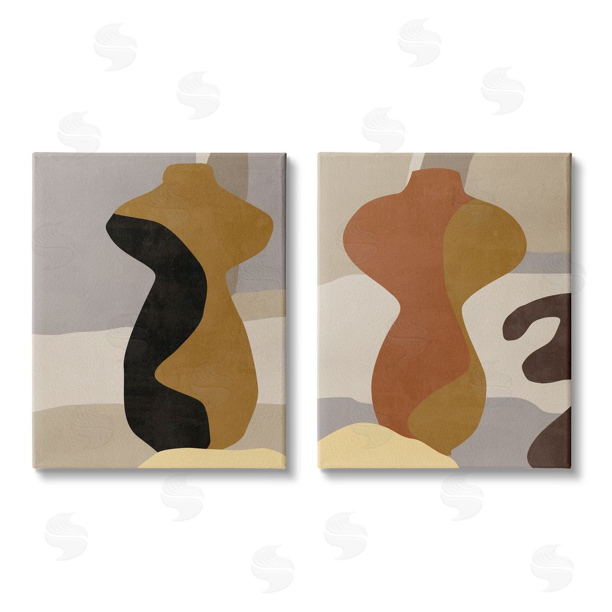 Melissa Wang Brown Boho Vases Canvas Wall Art