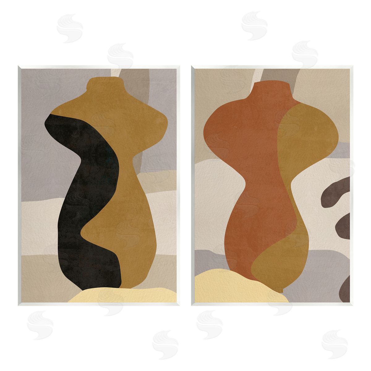 Melissa Wang Brown Boho Vases Wall Plaque Art