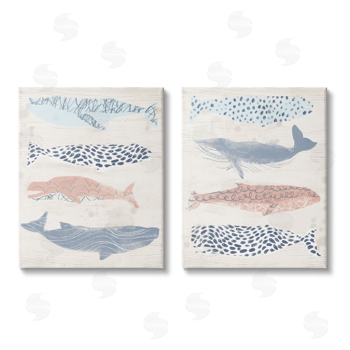 June Erica Vess Rustic Patterned Sea Life Canvas Wall Art