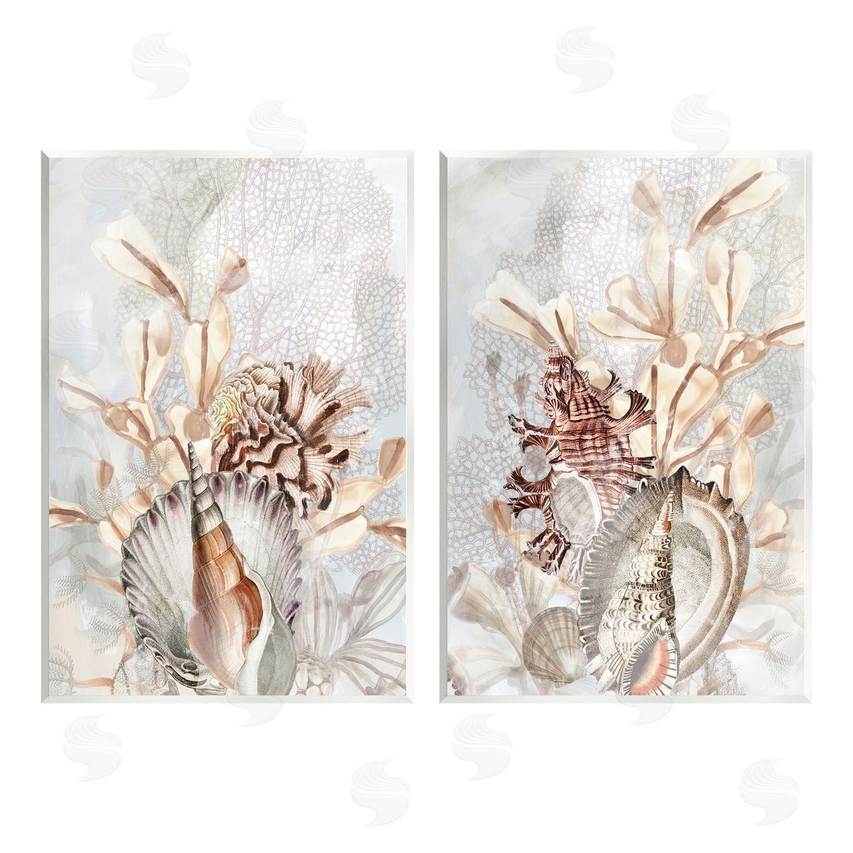 June Erica Vess Grey & Beige Sea Life Wall Plaque Art