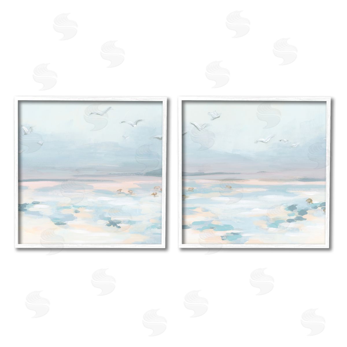 June Erica Vess Pastel Coast Landscape White Framed Giclee Wall Art