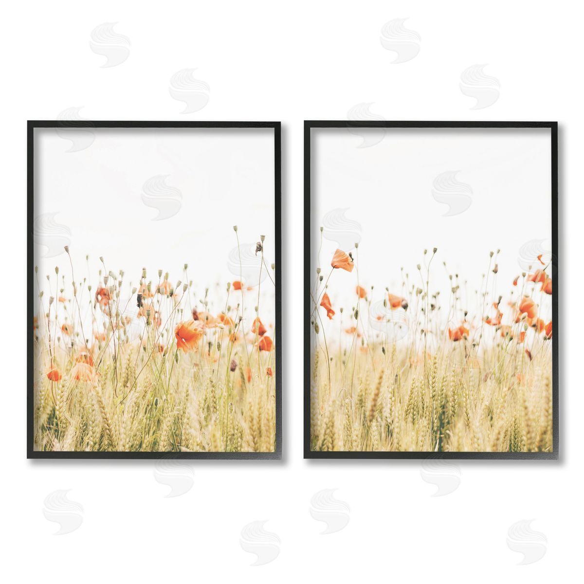 Krista Broadway Rural Poppy Field Black Framed Giclee Wall Art