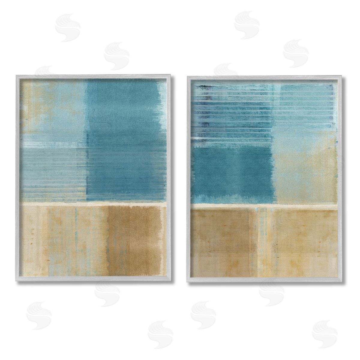 Flora Kouta Brown & Blue Abstraction Gray Framed Giclee Wall Art